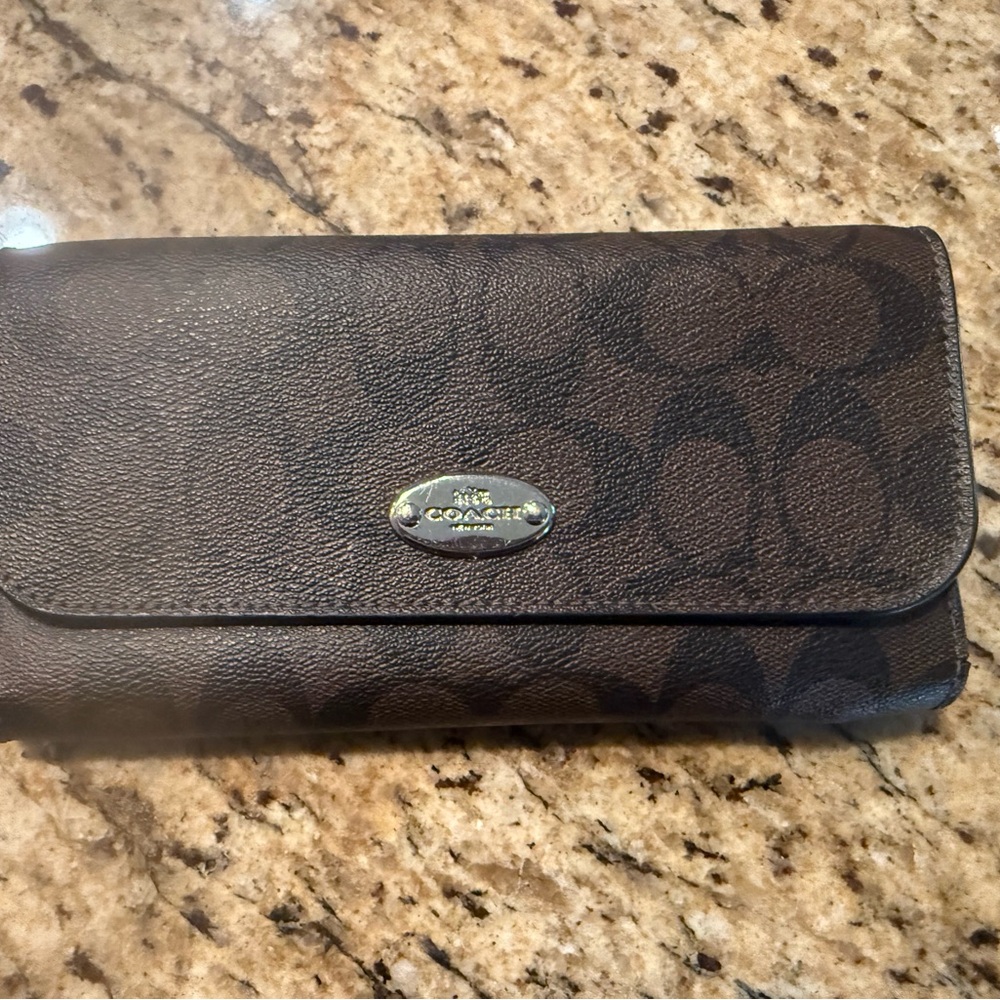 Coach Brown and Black signature Leather Wallet